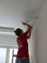 Fig. 1: Quick application of the insulation wedge to the ceiling: click on the picture to activate the animation 